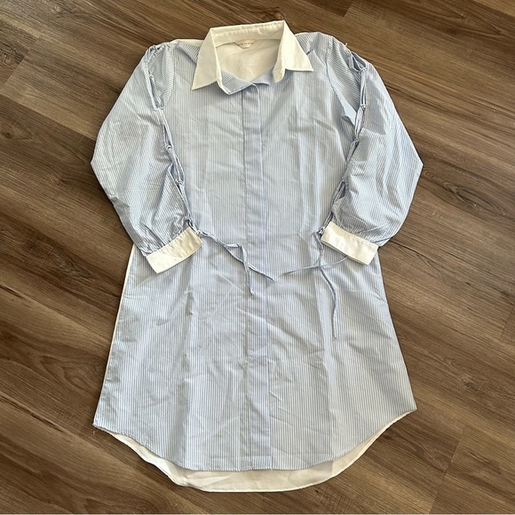 Covering Story Blue White Long Sleeve Button Up Dress Fit Best Women Medium - Picture 1 of 10